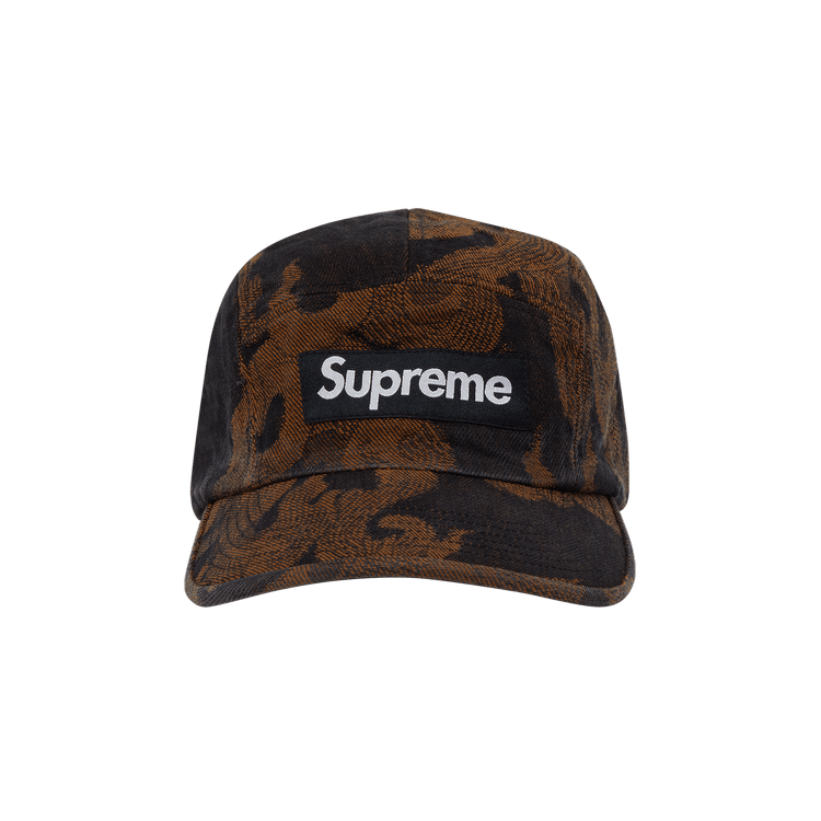 Supreme Flames Jacquard Denim Camp Cap 'Washed Black'