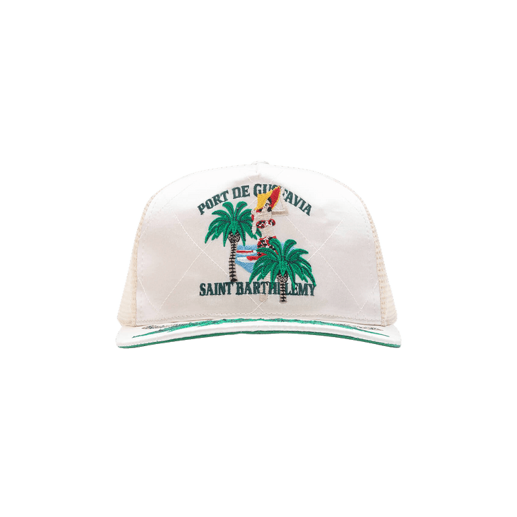 Rhude Palm Tree Quilted Satin Hat 'Ivory'