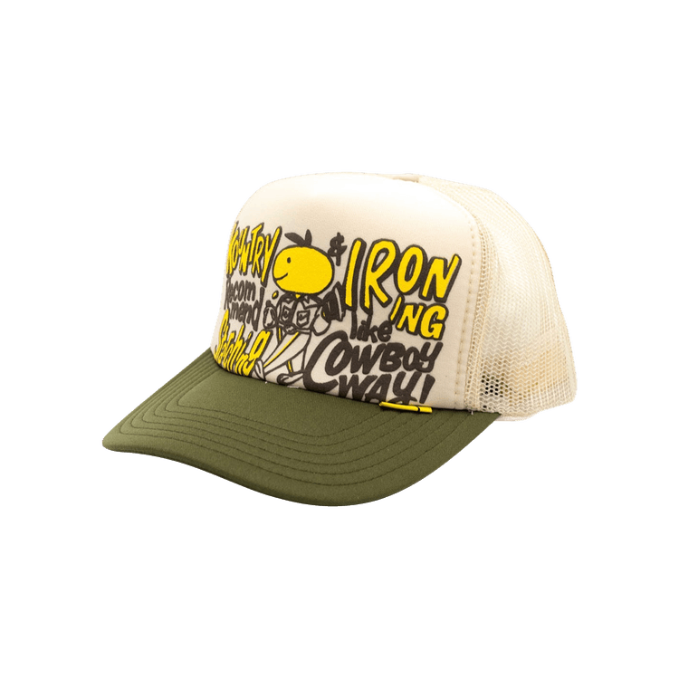 Kapital Coneycowbowy Trucker Cap 'Ecru/Dark Green'