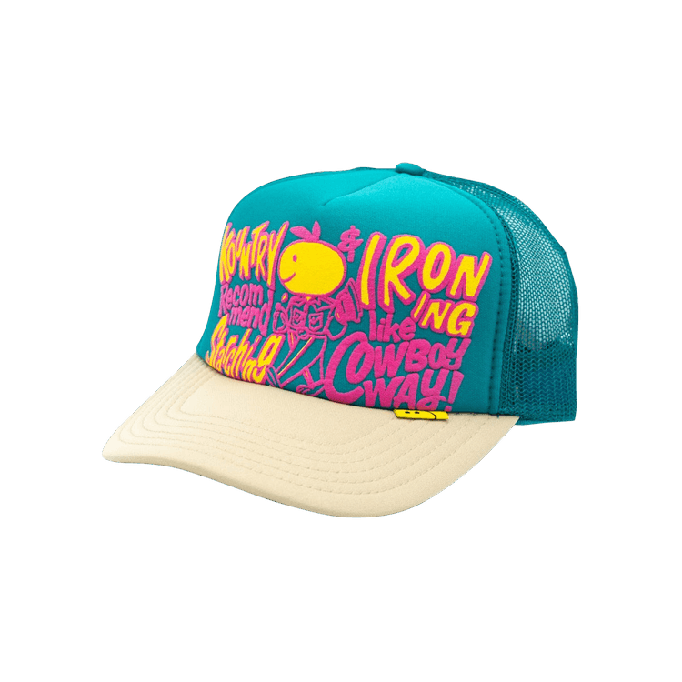 Kapital Coneycowbowy Trucker Cap 'Turquoise/Beige'