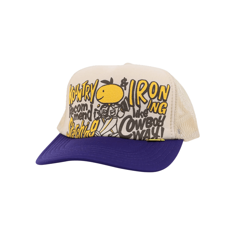 Kapital Coneycowbowy Trucker Cap 'Ecru/Purple'