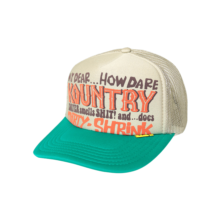 Kapital Kountry Dirty Shrink Trucker Cap 'Beige/Turquoise'