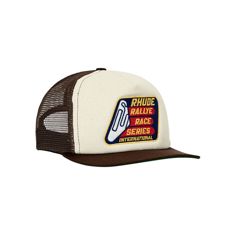 Rhude Race Series Washed Trucker Hat 'Brown/Vintage White'