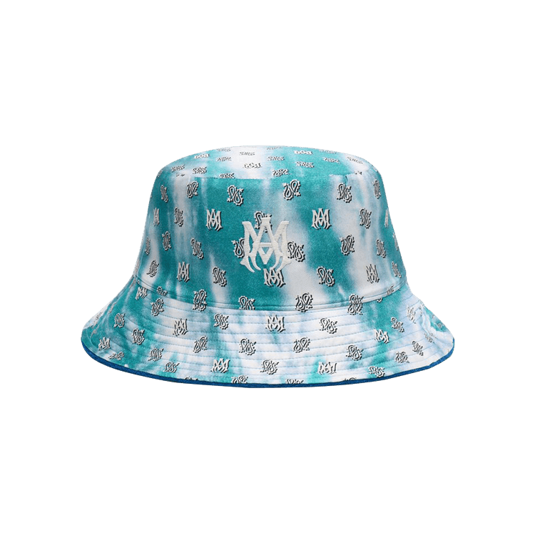 Amiri Micro Paisley Tie Dye Silk Reversible Bucket Hat 'Aqua'