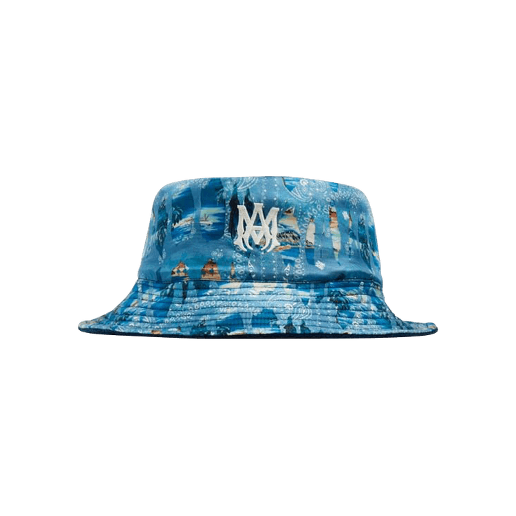 Amiri Bandana Aloha Silk Reversible Bucket Hat 'Teal'