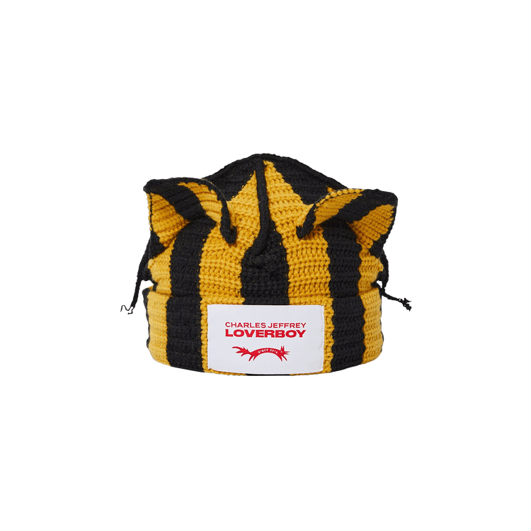 Charles Jeffrey Loverboy Striped Ears Beanie 'Black/Yellow'