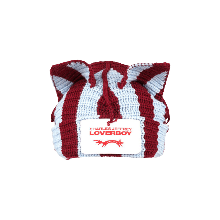 Charles Jeffrey Loverboy Striped Ears Beanie 'Sky/Burgundy'