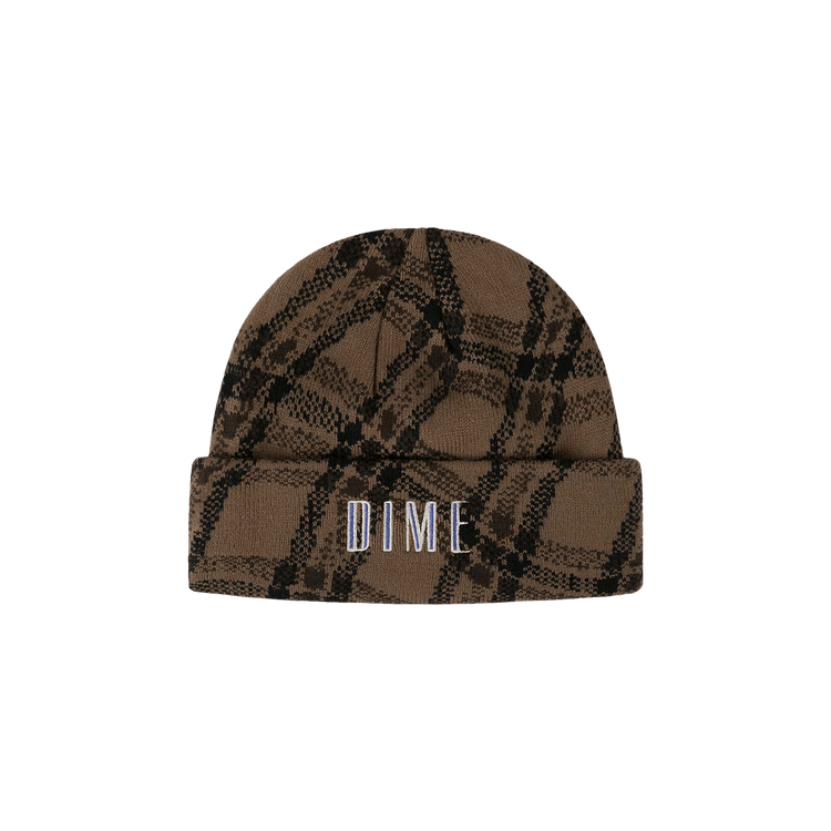 Dime Wavy Plaid Cuff Beanie 'Wood'