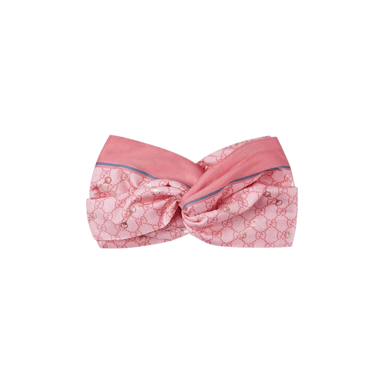 Gucci GG Print With Horsebit Silk Headband 'Pink/Sky Blue'