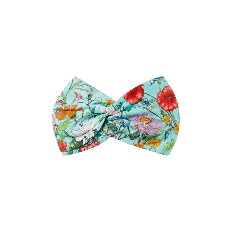 Gucci Flora Print Silk Headband 'Bluette'