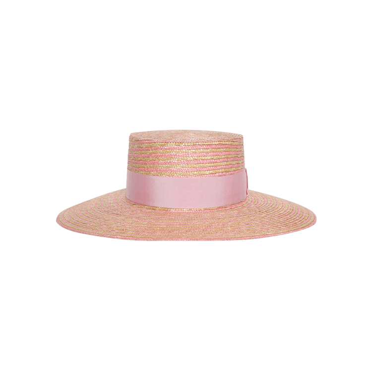 Gucci Striped Wide Brim Hat 'Naturale/Pink'
