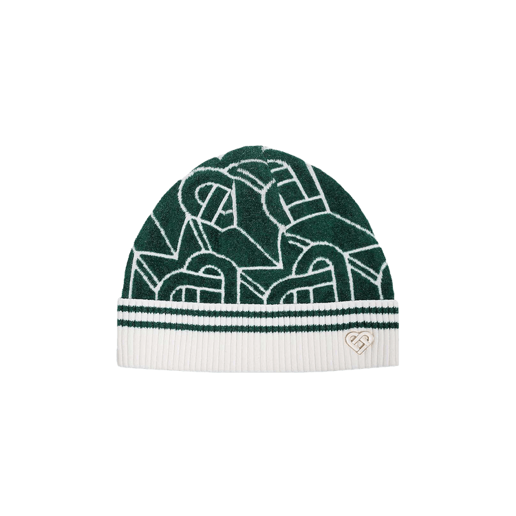 Casablanca Heart Monogram Beanie 'Green/White'