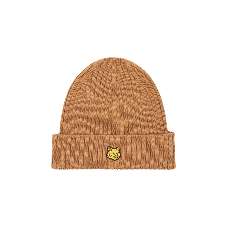 Maison Kitsuné Fox Head Patch Ribbed Beanie 'Golden Brown'