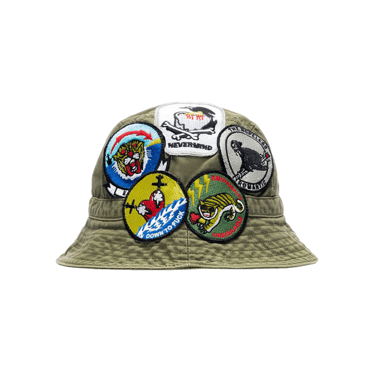 Emotionally Unavailable Patches Bucket Hat 'Military Green'