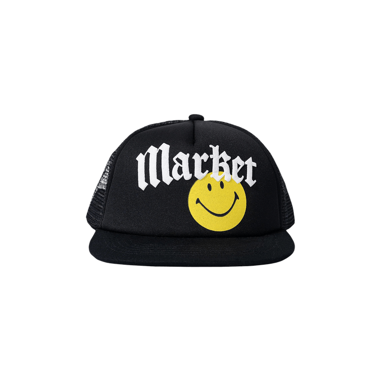 Market Smiley Gothic Trucker Hat 'Washed Black'