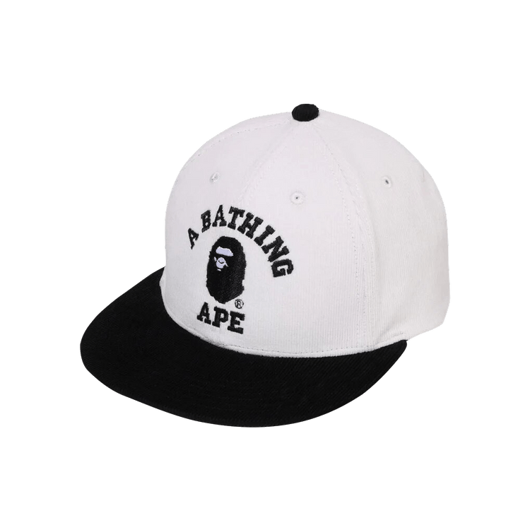 BAPE Corduroy College Snap Back Cap 'White'
