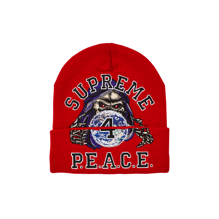 Supreme Peace Embroidered Beanie 'Red'