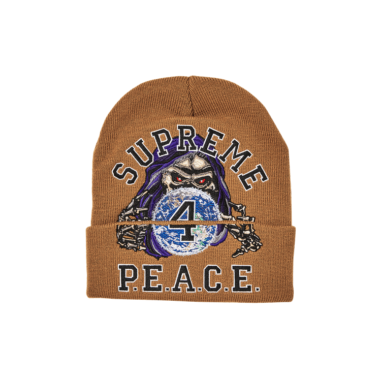 Supreme Peace Embroidered Beanie 'Tan'