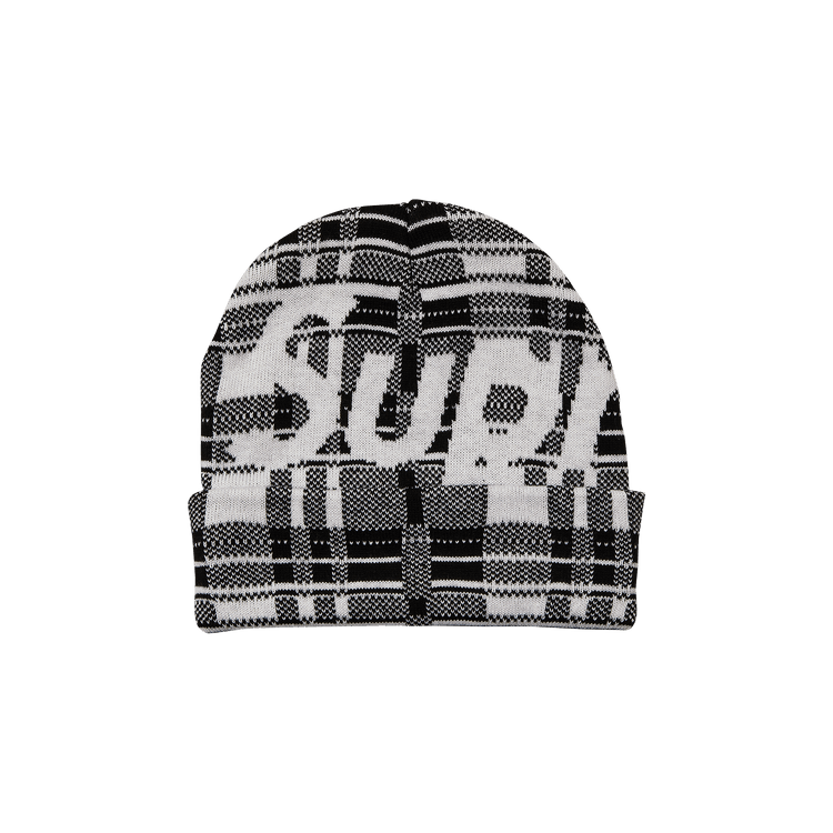Supreme Big Logo Beanie 'White Plaid'