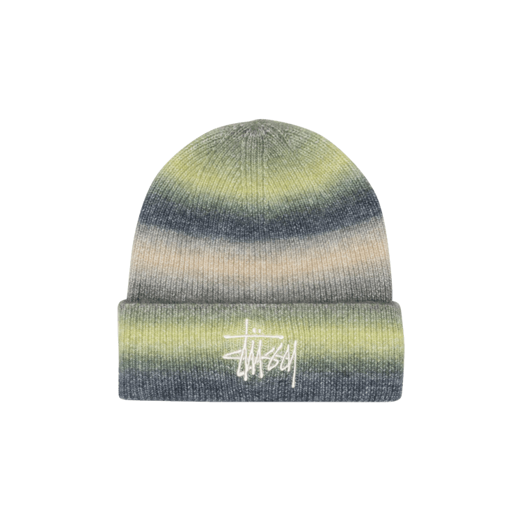 Stussy Spray Stripe Cuff Beanie 'Lime Multicolor'