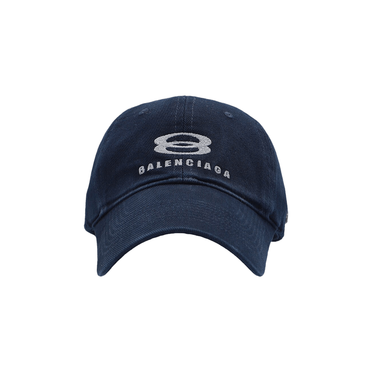 Balenciaga Embroidered Logo Baseball Hat 'Marine Blue/Grey'