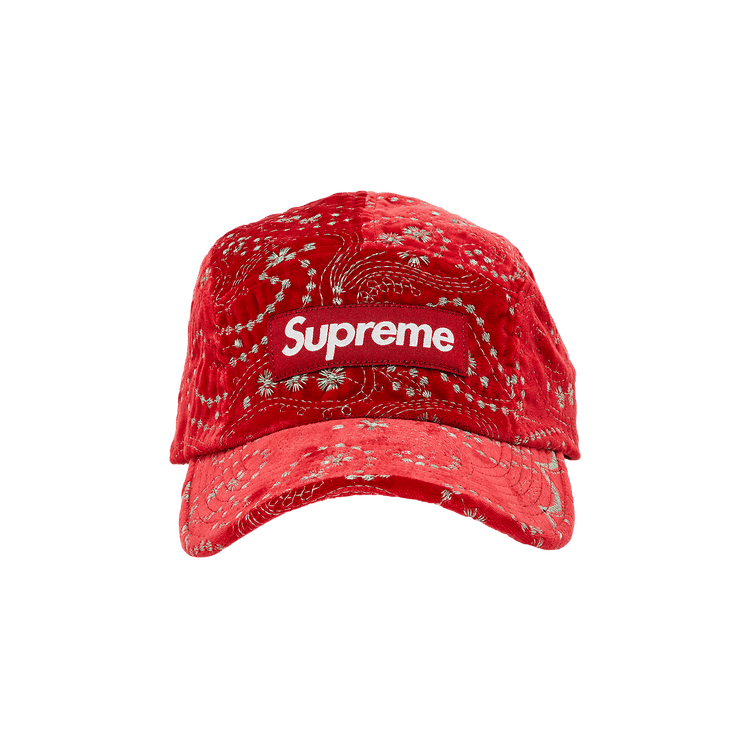 Supreme Velvet Paisley Camp Cap 'Red'