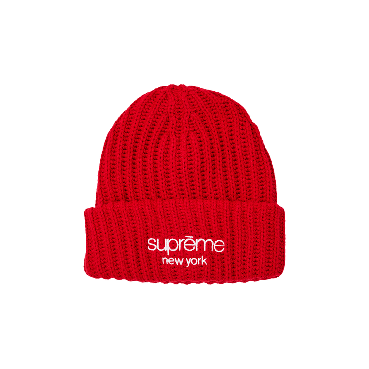 Supreme Classic Logo Chunky Ribbed Beanie 'Red'