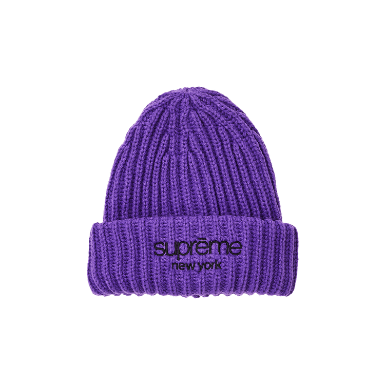 Supreme Classic Logo Chunky Ribbed Beanie 'Purple'