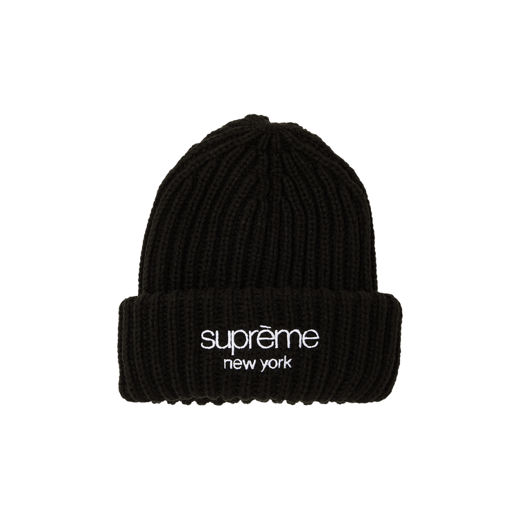 Supreme Classic Logo Chunky Ribbed Beanie 'Black'