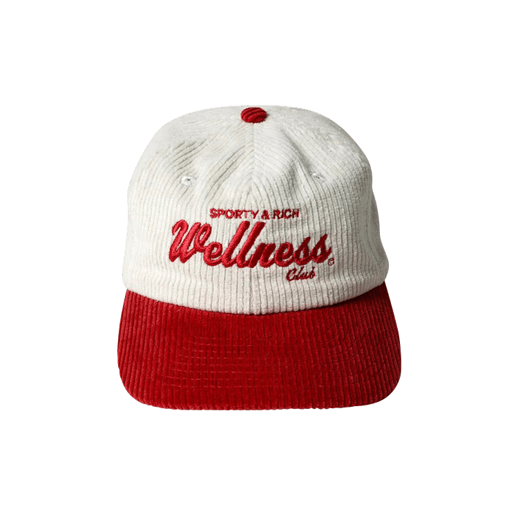 Sporty & Rich Wellness Corduroy Cap 'White/Strawberry'