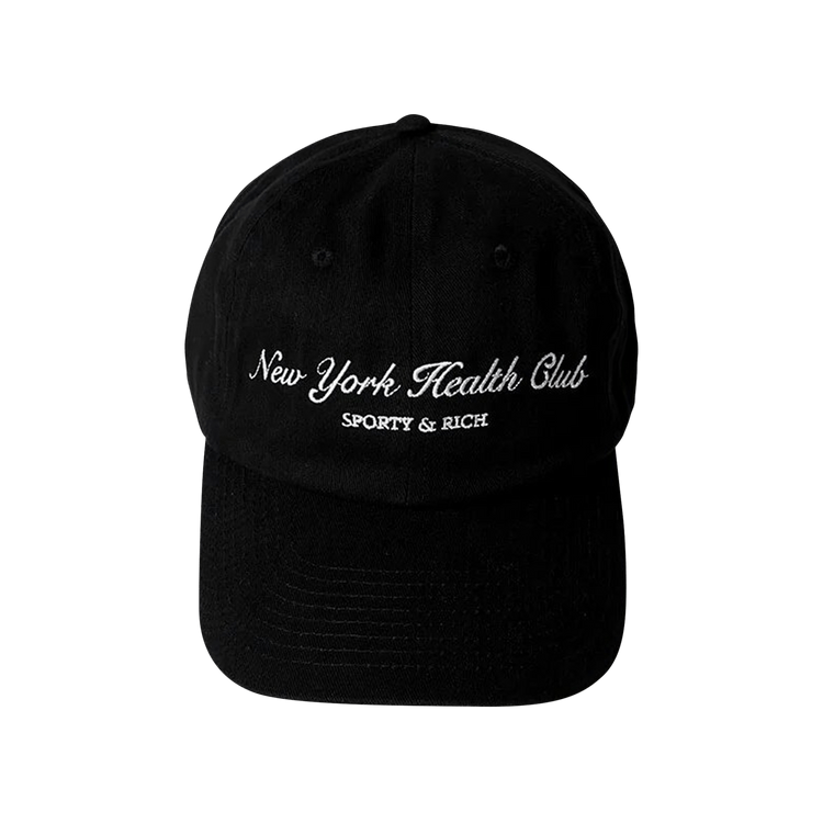 Sporty & Rich Logo Embroidered Curved Peak Cap 'Black/White'
