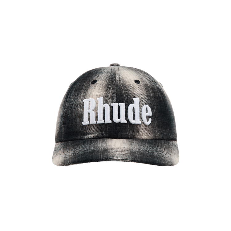 Rhude Logo Flannel 6 Panel Hat 'Black/Grey'