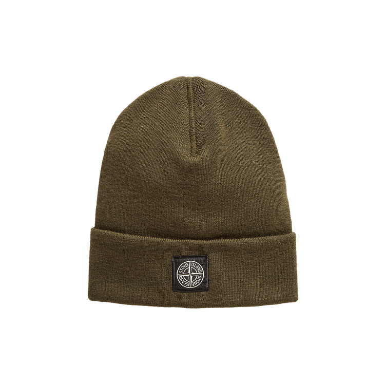 Stone Island Decorative Stitch Ribbed Knit Beanie 'Olive'