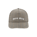 Miu Miu Prince Of Wales Checked Baseball Cap 'Tabacco'