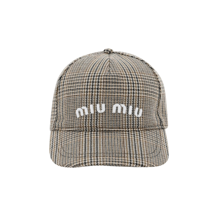 Miu Miu Prince Of Wales Checked Baseball Cap 'Tabacco'