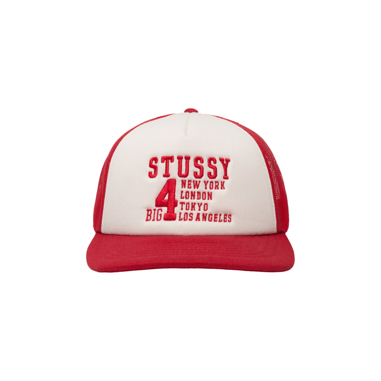 Stussy Trucker Big 4 Snapback 'Red'
