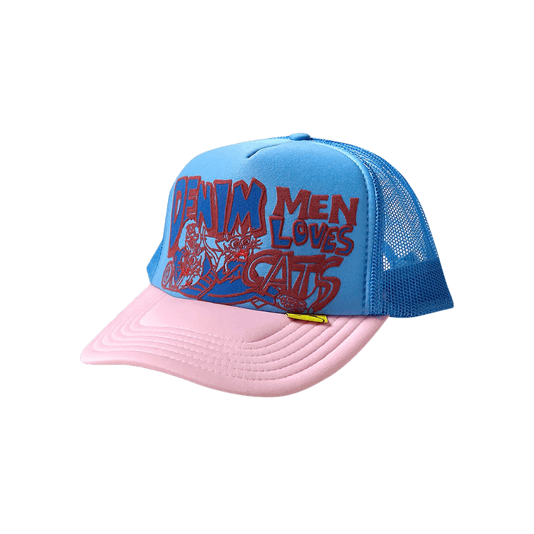 Kapital Denim Love Cats Trucker Cap 'Sax/Pink'