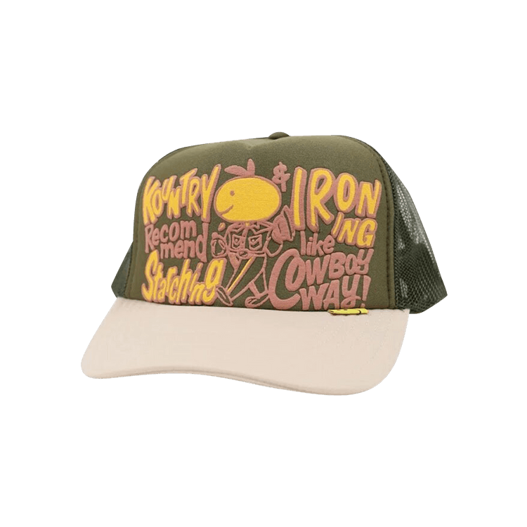 Kapital Kountry Coneycowbowy Trucker Cap 'Dark Green/Ecru'