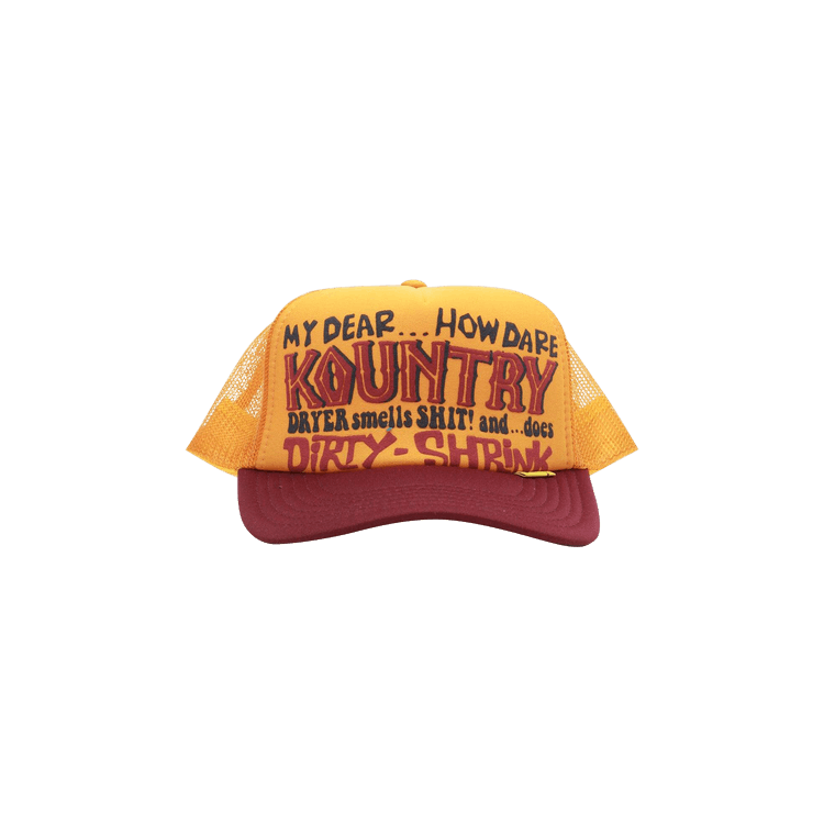 Kapital Kountry Dirty Shrink Trucker Cap 'Gold/Burgundy'