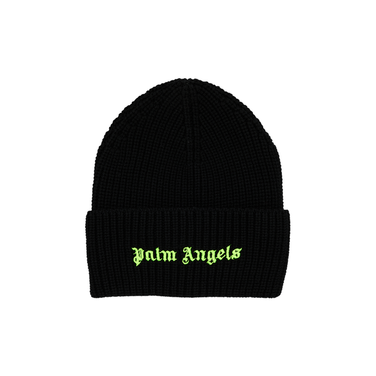 Palm Angels Classic Logo Ribbed Beanie 'Black/Yellow'