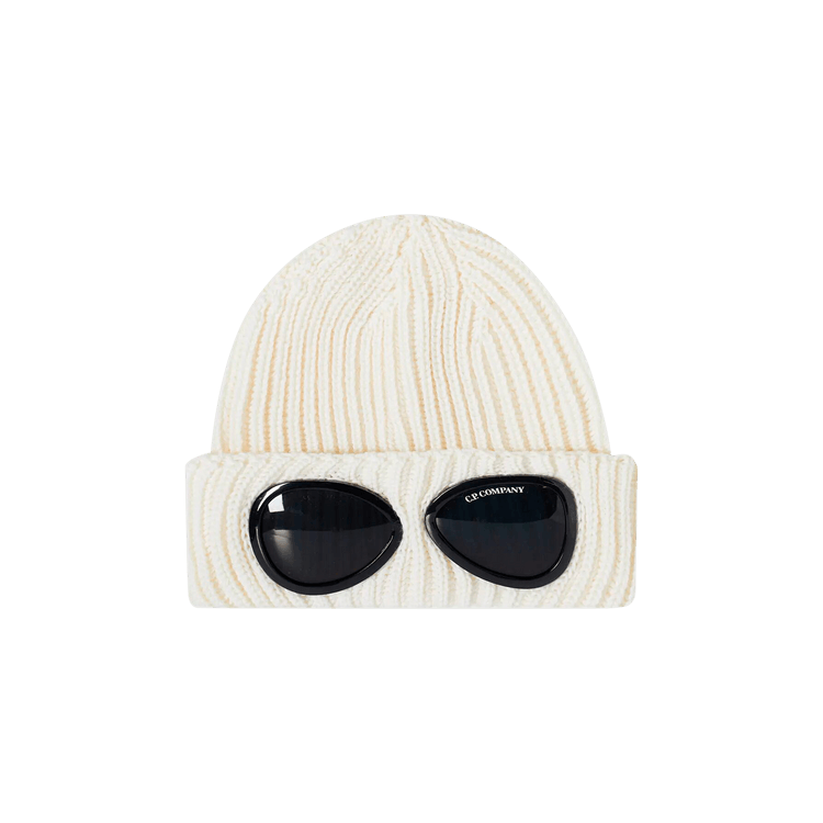 C.P. Company Extrafine Merino Wool Goggle Beanie 'Gauze White'