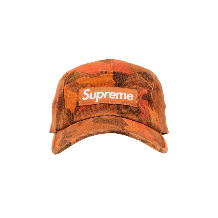 Supreme Washed Canvas Camp Cap 'Orange Camo'