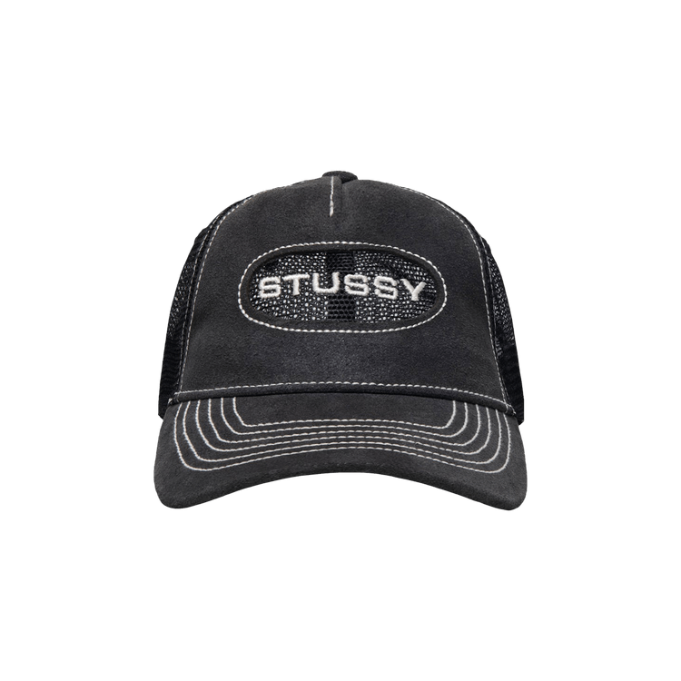 Stussy Low Pro Trucker Cut-Out Leather Snapback 'Black'