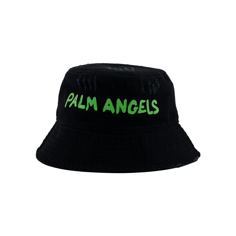 Palm Angels Seasonal Logo Bucket Hat 'Black/Green Fluo'