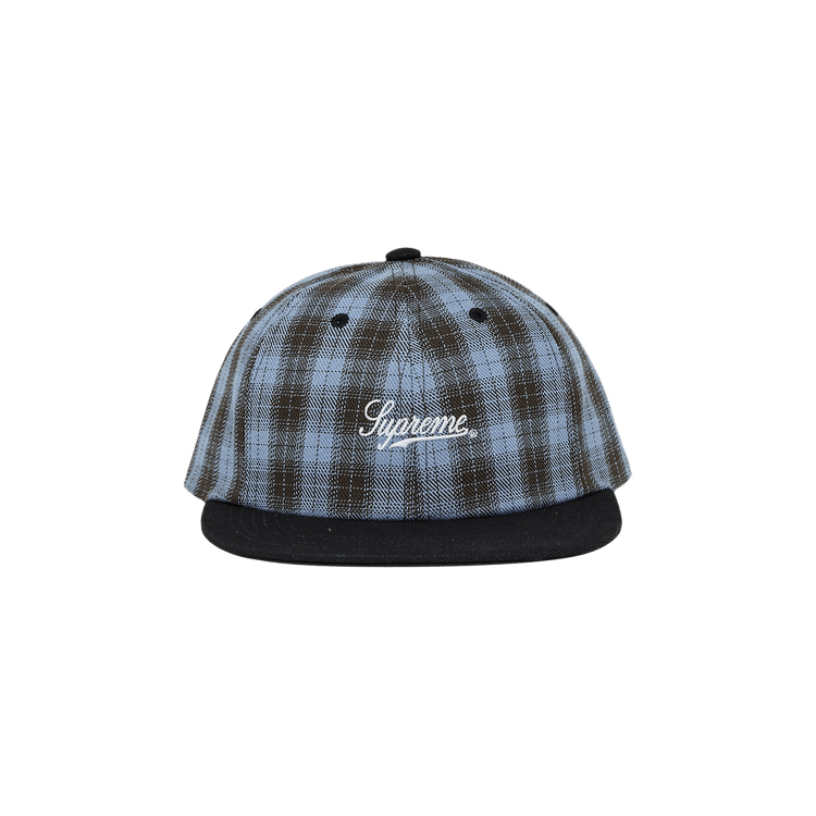 Supreme Script Logo 6-Panel 'Blue Plaid'