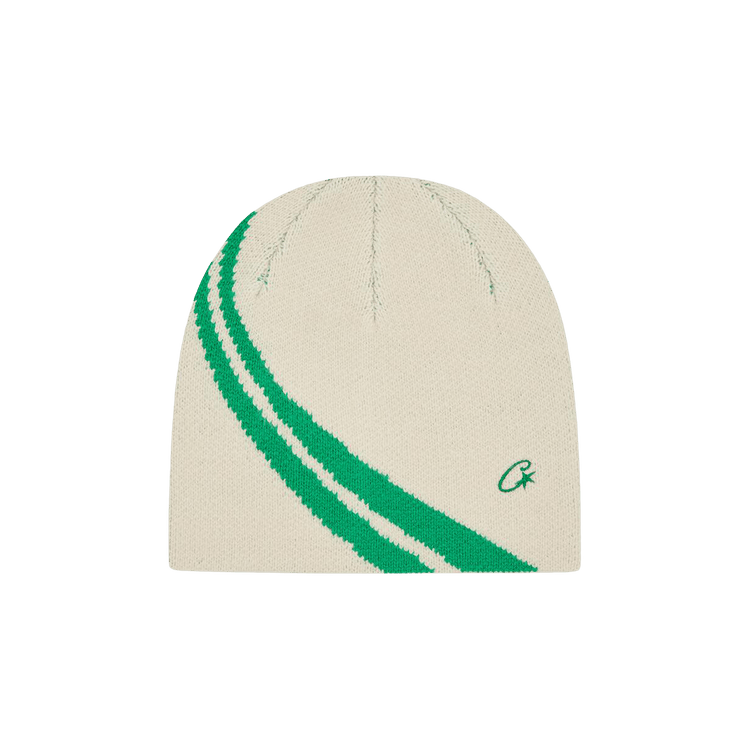 Corteiz Knit Stripe Beanie V2 'Green/Cream'