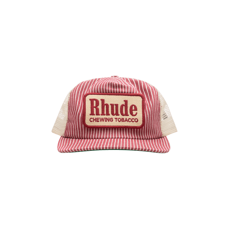 Rhude Striped Tobacco Trucker Hat 'Red/Offwhite'