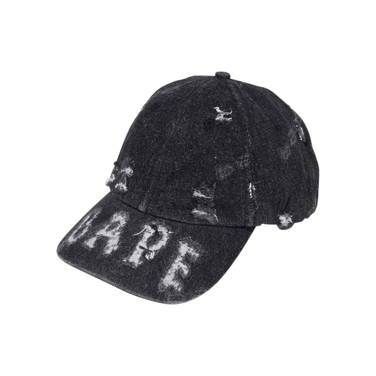 BAPE Denim Distressed Logo Cap 'Black'