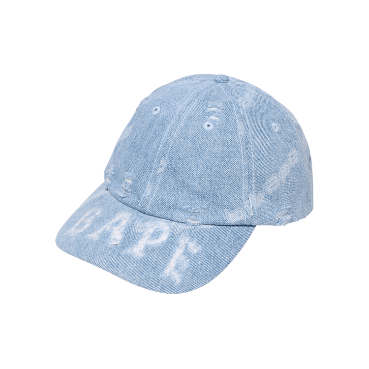 BAPE Denim Distressed Logo Cap 'Light Indigo'
