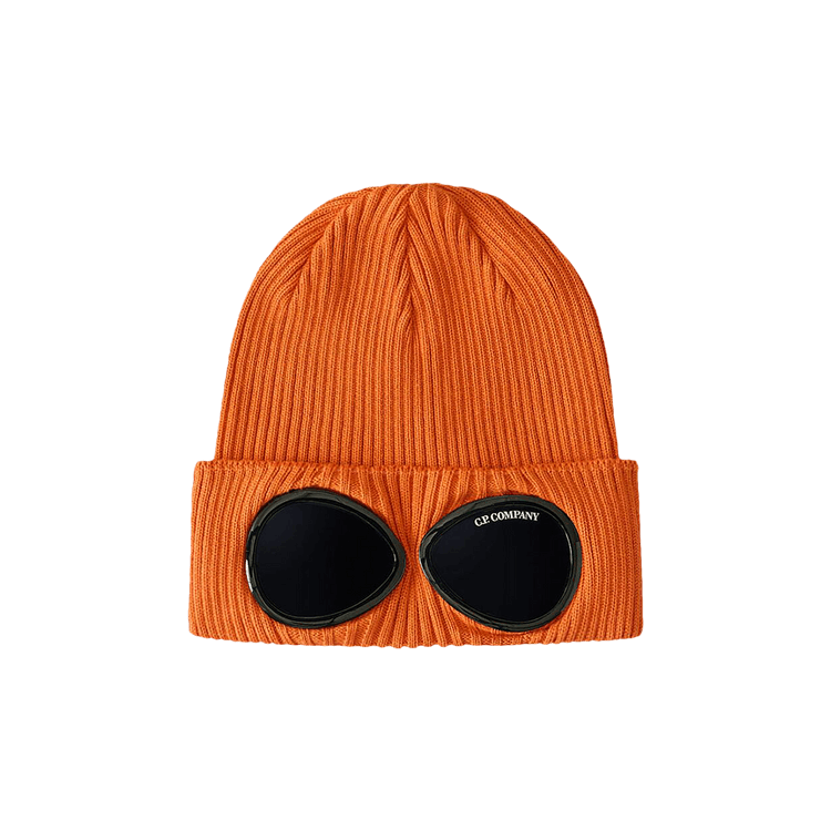 C.P. Company Goggles Detail Ribbed Beanie 'Gold Flame'